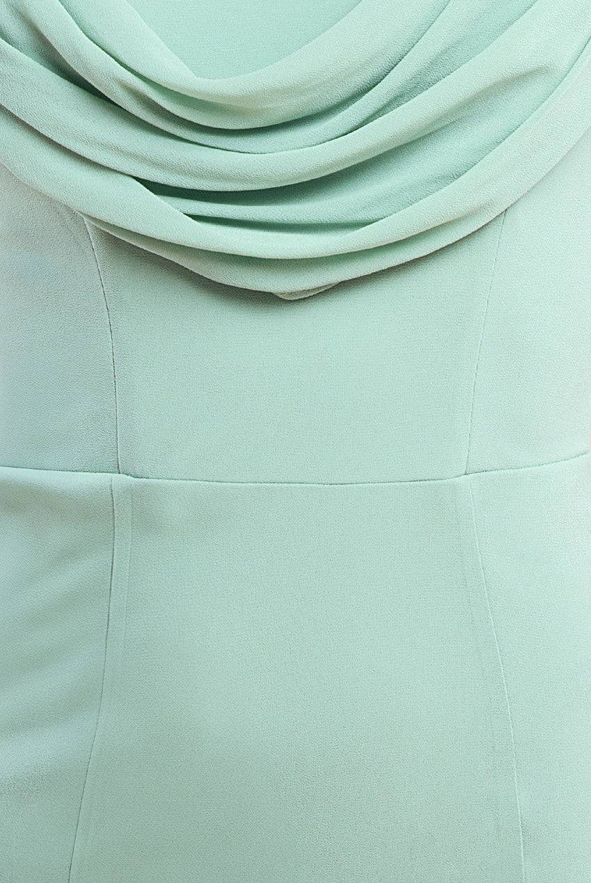 Chiffon Bardot Cowl Neck Maxi Dress