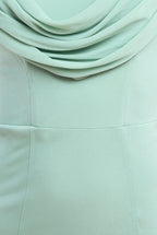 Chiffon Bardot Cowl Neck Maxi Dress