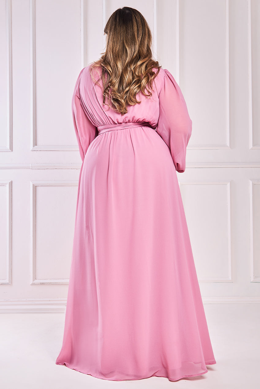 Wrap Back With Front Slit Chiffon Maxi