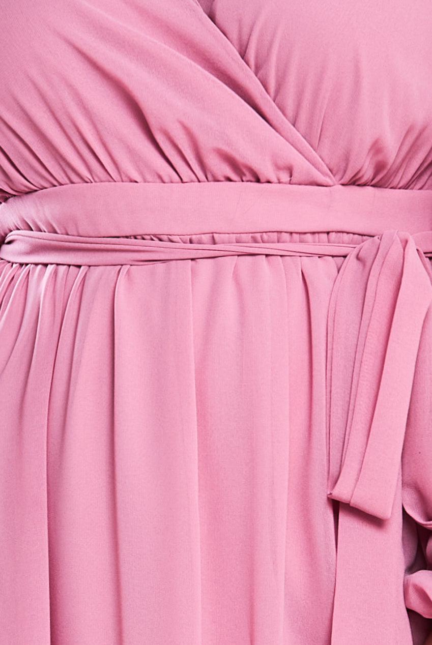 Wrap Back With Front Slit Chiffon Maxi