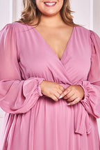 Wrap Back With Front Slit Chiffon Maxi