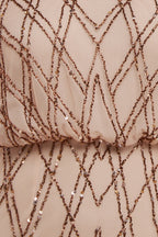 Racer Neck Sleeveless Hand Embellished Sequin Maxi Dress