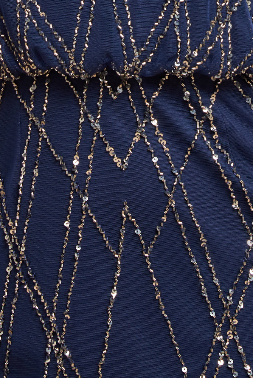 Racer Neck Sleeveless Hand Embellished Sequin Maxi Dress