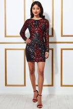 Boat Neck Full Sleeve Sequin Midi Dress