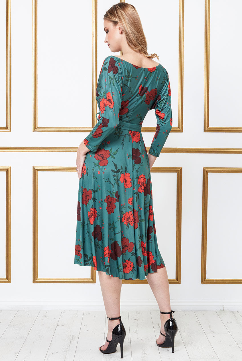 Long Sleeve Skater Style Midi Dress