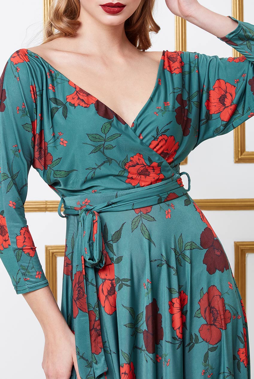 Long Sleeve Skater Style Midi Dress