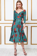 Long Sleeve Skater Style Midi Dress