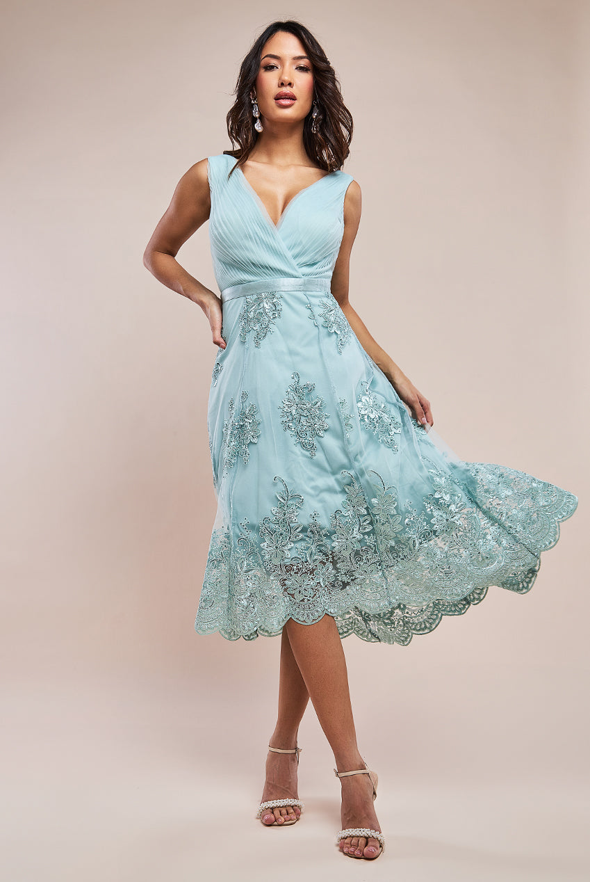 Pleated Satin Bodice High And Low Dress
