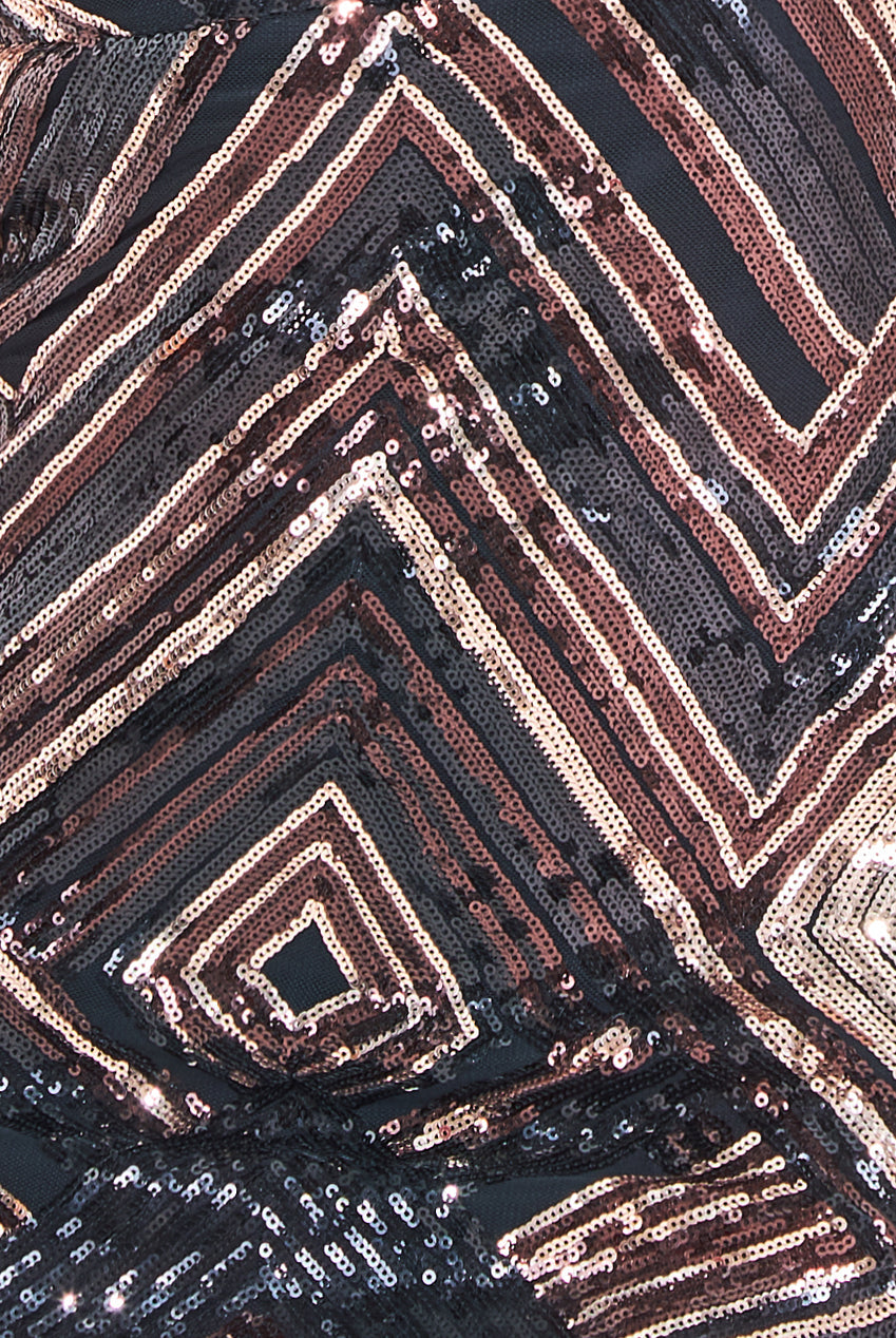 Geometric Patterned Sequin Maxi Dress