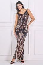 Geometric Patterned Sequin Maxi Dress