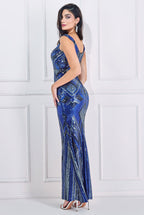 Geometric Patterned Sequin Maxi Dress