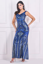 Geometric Patterned Sequin Maxi Dress