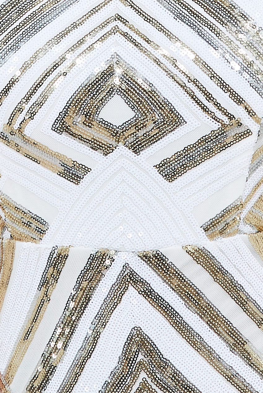 Geometric Patterned Sequin Maxi Dress