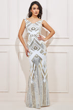 Geometric Patterned Sequin Maxi Dress