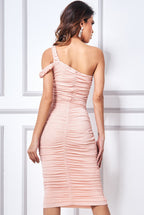 One Shoulder Ruched Midi Dress