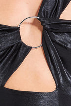 Ruched One Shoulder Maxi With Ring Detail