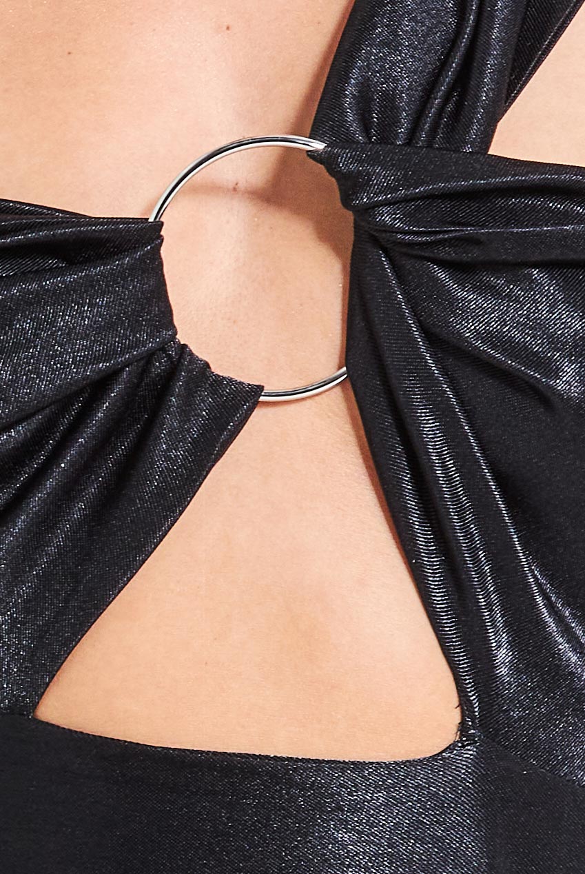 Ruched One Shoulder Maxi With Ring Detail