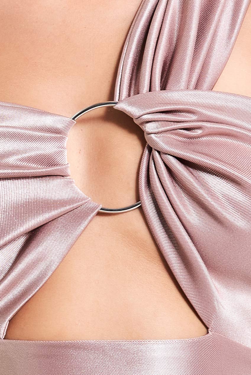 Ruched One Shoulder Maxi With Ring Detail