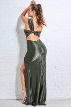 Ruched One Shoulder Maxi With Ring Detail
