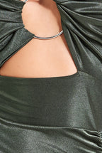 Ruched One Shoulder Maxi With Ring Detail