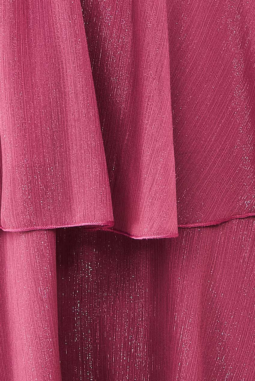 Plain Lurex Chiffon Tiered Midi Dress