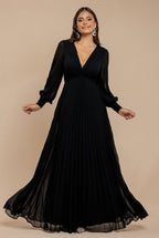 Fully Pleated Chiffon Maxi Dress