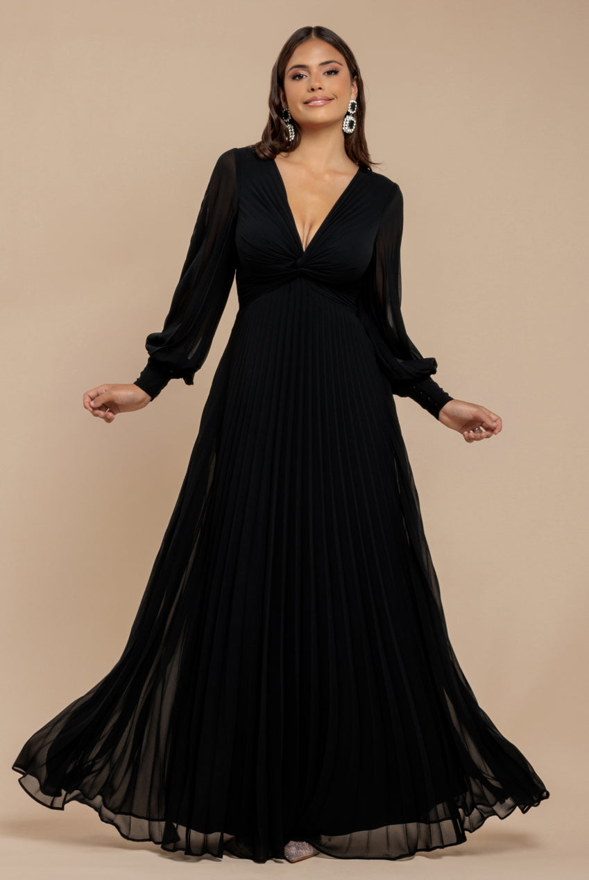 Fully Pleated Chiffon Maxi Dress