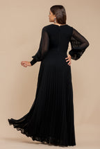 Fully Pleated Chiffon Maxi Dress