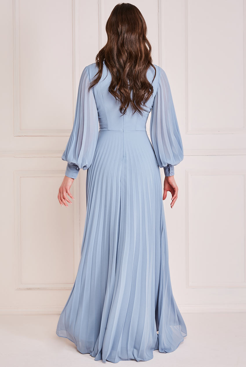 Fully Pleated Chiffon Maxi Dress