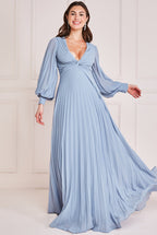 Fully Pleated Chiffon Maxi Dress