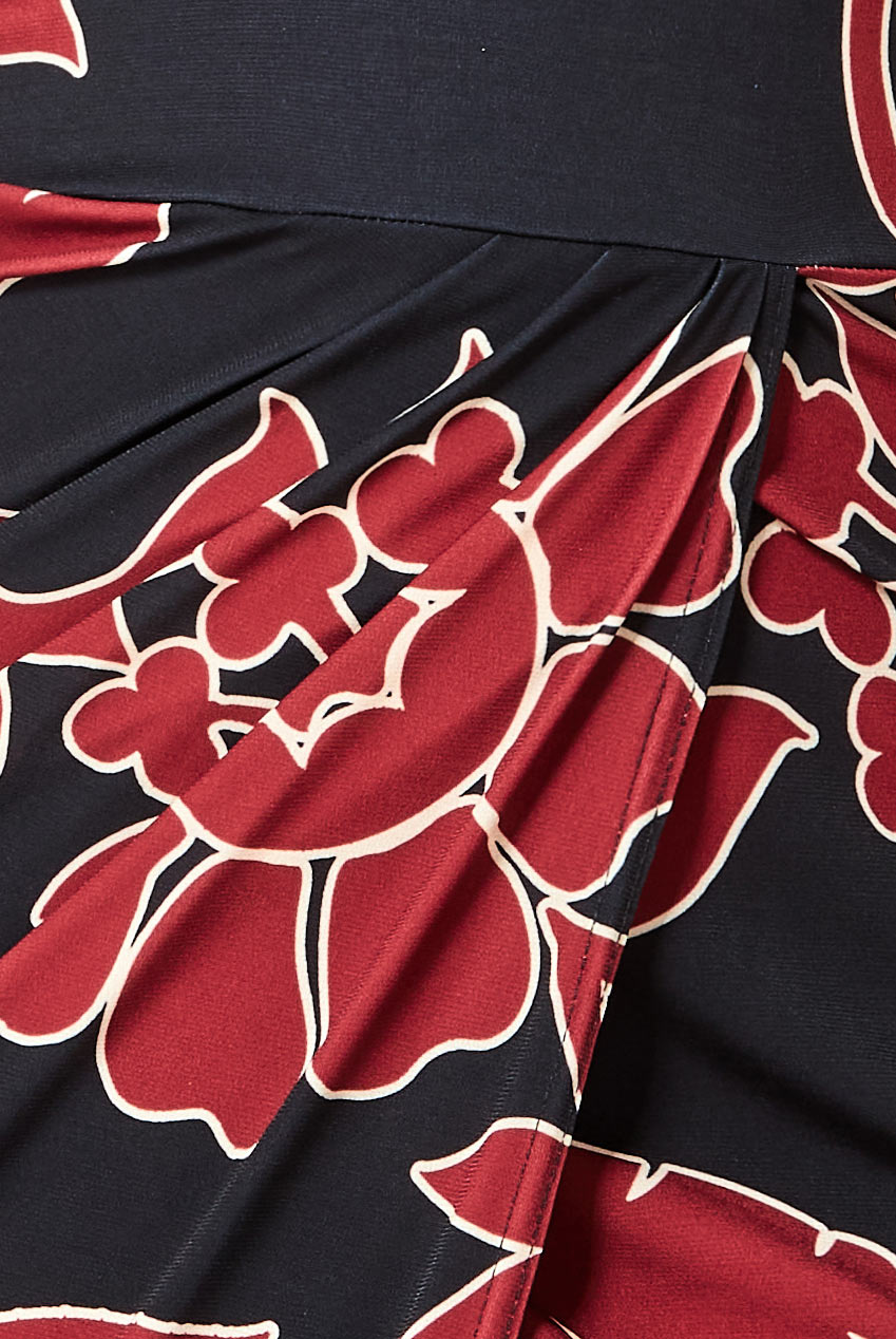 Printed Crossover Midi Dress