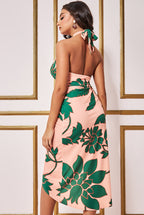 Printed Crossover Midi Dress