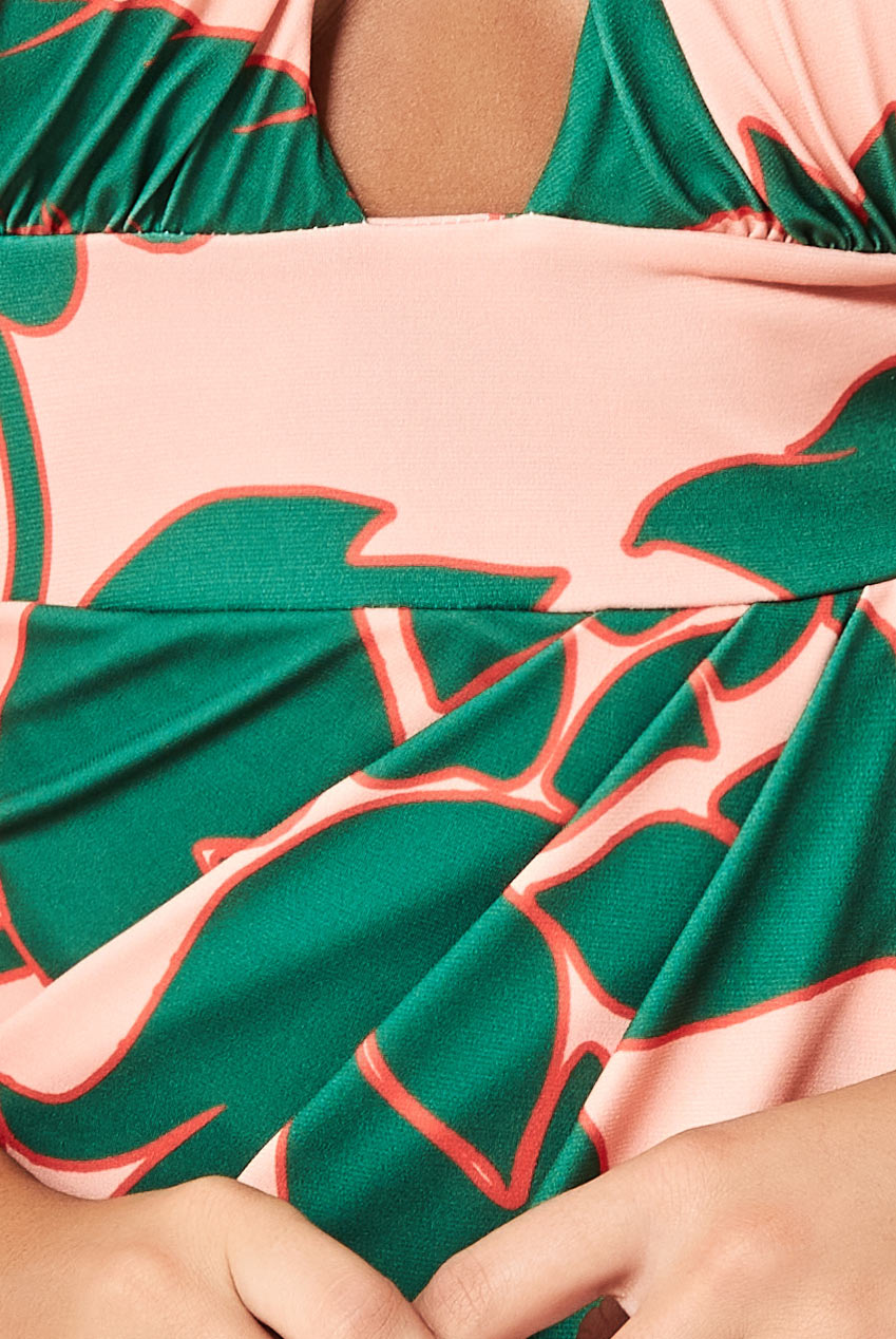 Printed Crossover Midi Dress