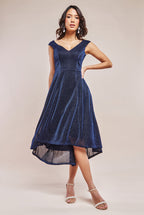 Off The Shoulder Lurex High Low Dress