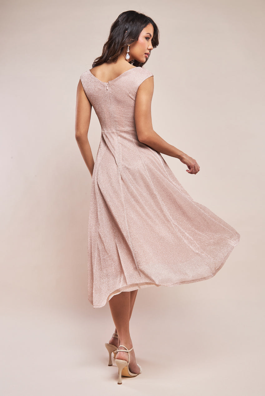 Off The Shoulder Lurex High Low Dress