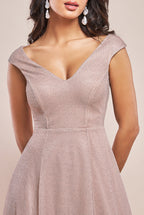 Off The Shoulder Lurex High Low Dress