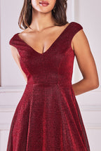 Off The Shoulder Lurex High Low Dress