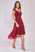 Off The Shoulder Lurex High Low Dress