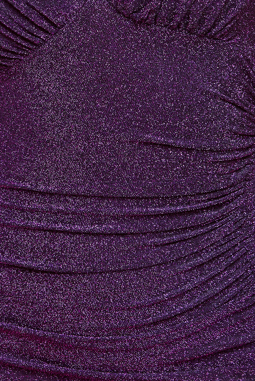 Lurex Off The Shoulder Ruched Midi Dress