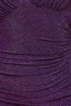 Lurex Off The Shoulder Ruched Midi Dress