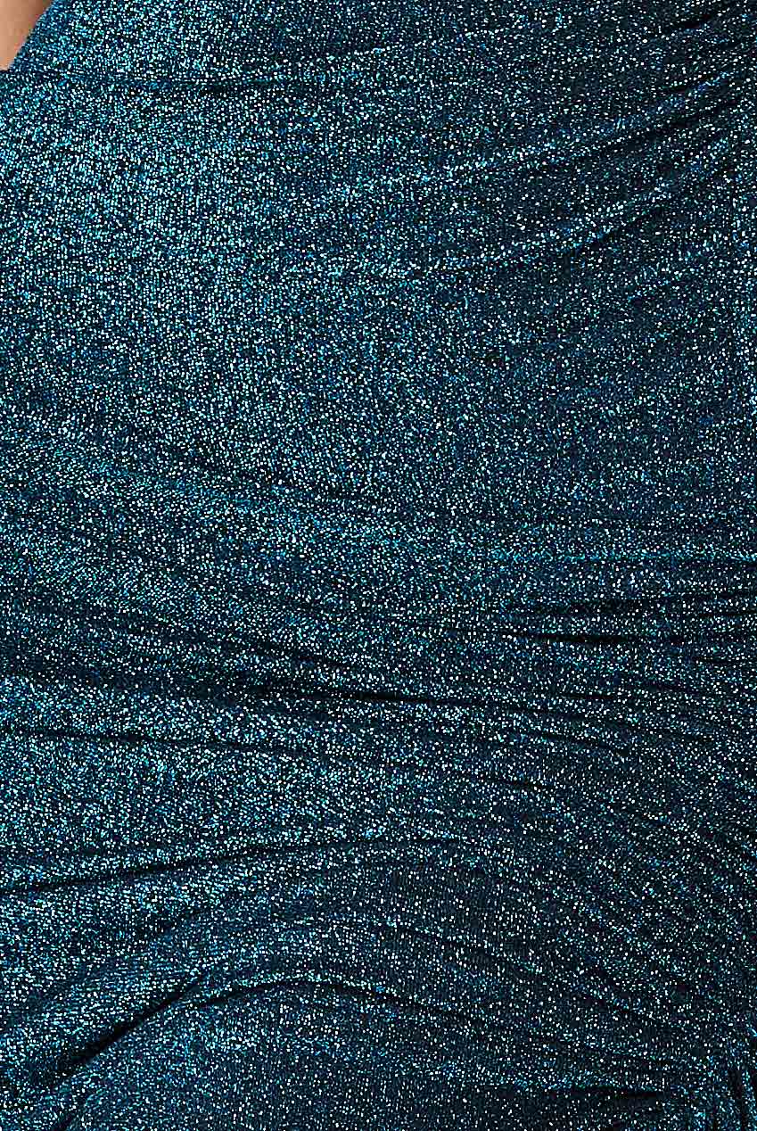 Lurex Off The Shoulder Ruched Midi Dress