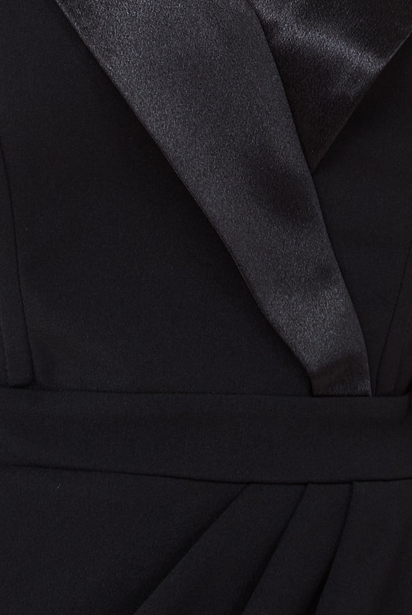 Scuba Crepe Off Shoulder Wrap Bodice Midi Dress