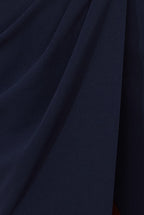 Scuba Crepe Off Shoulder Wrap Bodice Midi Dress