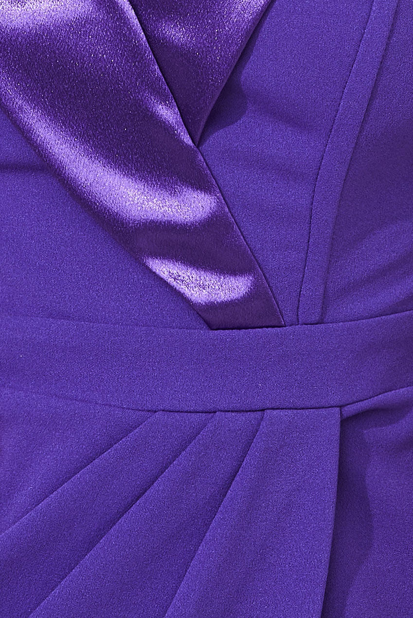 Scuba Crepe Off Shoulder Wrap Bodice Midi Dress