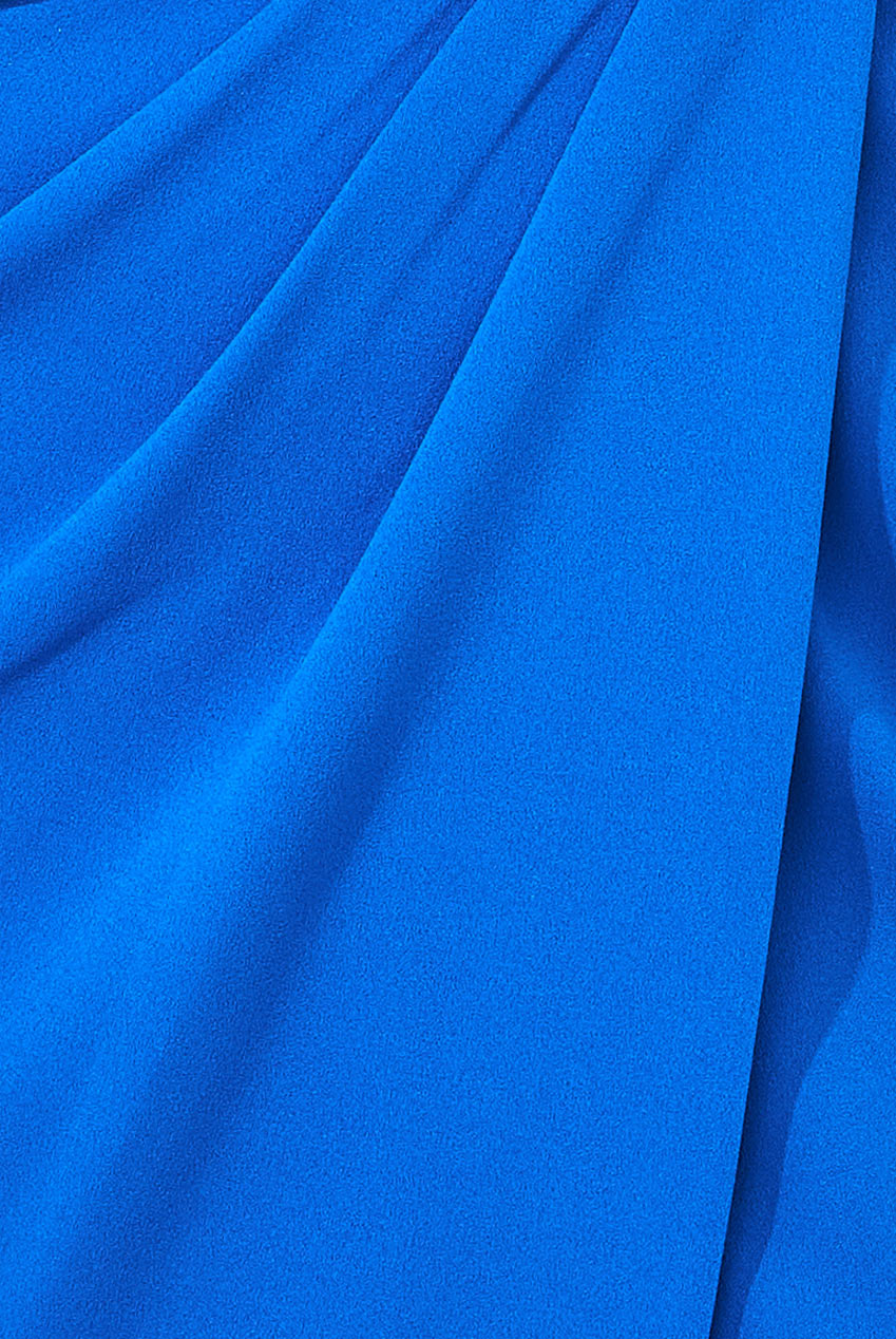 Scuba Crepe Off Shoulder Wrap Bodice Midi Dress