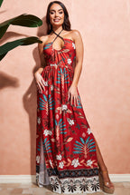 Printed Tie Back Maxi Dress