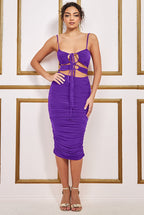 Soft Touch Cut Out Ruched Midi With Adjustable Tie-Ups