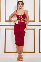 Soft Touch Cut Out Ruched Midi With Adjustable Tie-Ups