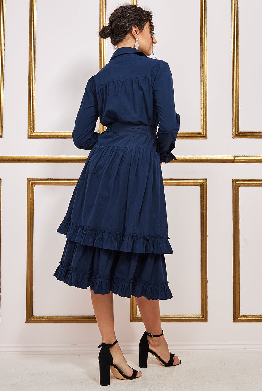 Tiered Shirt Dress With Belt