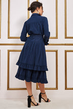 Tiered Shirt Dress With Belt